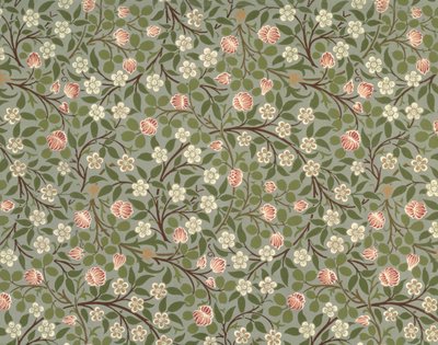 Petit motif de papier peint à fleurs roses et blanches - William Morris